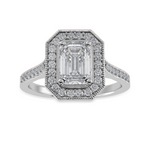 Load image into Gallery viewer, 30-Pointer Emerald Cut Solitaire Halo Diamond Shank Platinum Ring JL PT 1304   Jewelove.US
