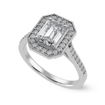 Load image into Gallery viewer, 30-Pointer Emerald Cut Solitaire Halo Diamond Shank Platinum Ring JL PT 1304   Jewelove.US
