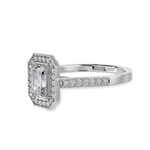 Load image into Gallery viewer, 30-Pointer Emerald Cut Solitaire Halo Diamond Shank Platinum Ring JL PT 1304   Jewelove.US
