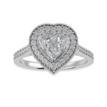 Load image into Gallery viewer, 30-Pointer Heart Cut Solitaire Halo Diamond Shank Platinum Ring JL PT 1305   Jewelove.US
