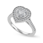 Load image into Gallery viewer, 30-Pointer Heart Cut Solitaire Halo Diamond Shank Platinum Ring JL PT 1305   Jewelove.US
