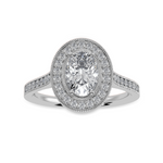 Load image into Gallery viewer, 30-Pointer Oval Cut Solitaire Halo Diamond Shank Platinum Ring JL PT 1325   Jewelove.US
