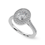 Load image into Gallery viewer, 30-Pointer Oval Cut Solitaire Halo Diamond Shank Platinum Ring JL PT 1325   Jewelove.US
