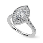 Load image into Gallery viewer, 30-Pointer Marquise Cut Solitaire Halo Diamond Shank Platinum Ring JL PT 1326   Jewelove.US
