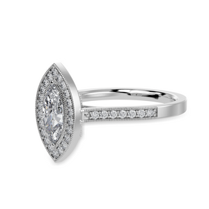 30-Pointer Marquise Cut Solitaire Halo Diamond Shank Platinum Ring JL PT 1326   Jewelove.US