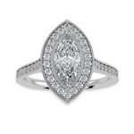 Load image into Gallery viewer, 70-Pointer Marquise Cut Solitaire Halo Diamond Shank Platinum Ring JL PT 1326-B   Jewelove.US
