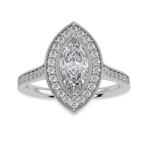 70-Pointer Marquise Cut Solitaire Halo Diamond Shank Platinum Ring JL PT 1326-B   Jewelove.US