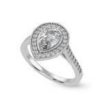 Load image into Gallery viewer, 70-Pointer Pear Cut Solitaire Halo Diamond Shank Platinum Ring JL PT 1327-B   Jewelove.US
