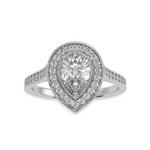 Load image into Gallery viewer, 50-Pointer Pear Cut Solitaire Halo Diamond Shank Platinum Ring JL PT 1327-A   Jewelove.US
