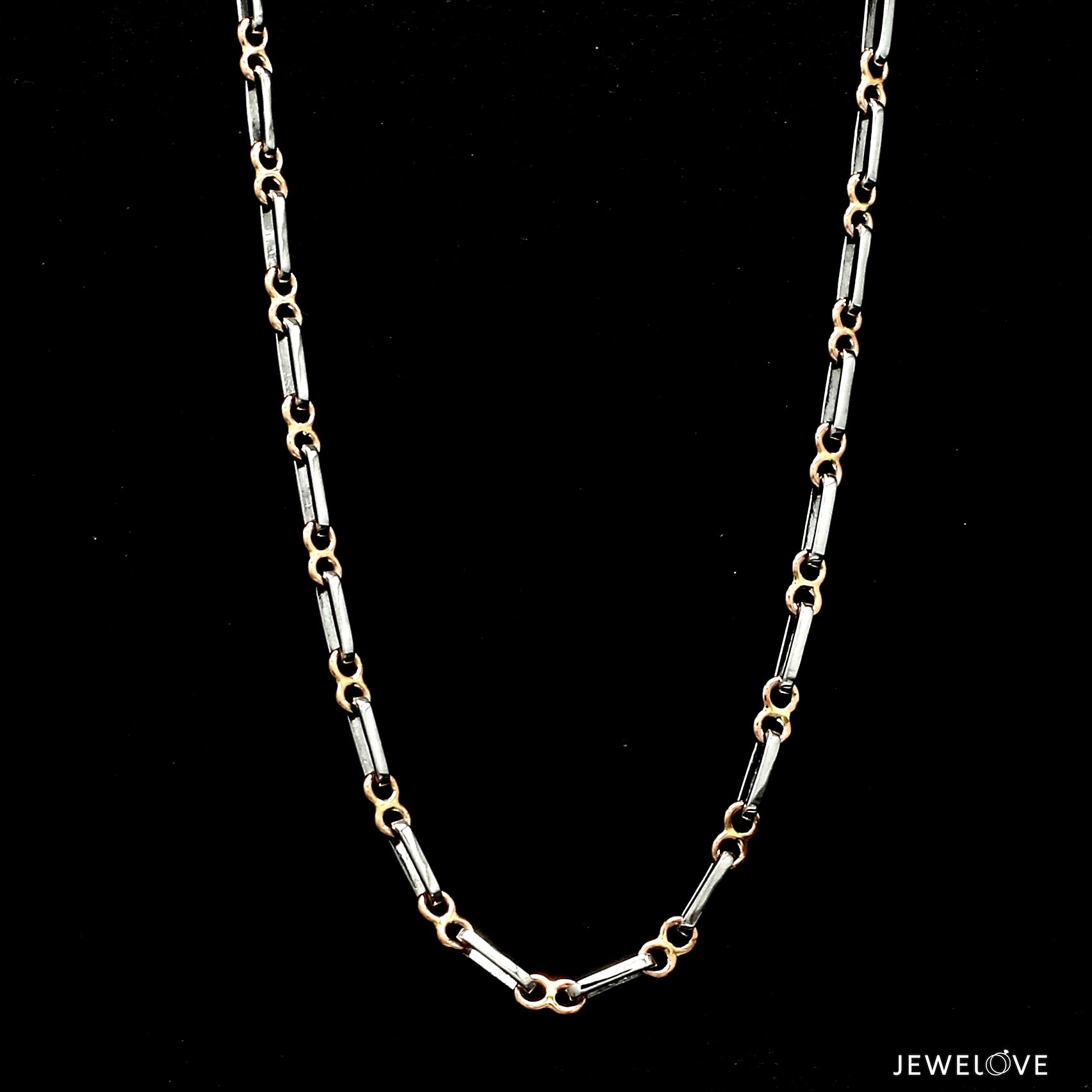 Platinum & Rose Gold Chain with Rectangular & Round Links JL PT 734