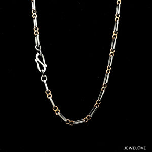 Platinum & Rose Gold Chain with Rectangular & Round Links JL PT 734