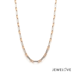 Platinum & Rose Gold Chain with Rectangular & Round Links JL PT 734