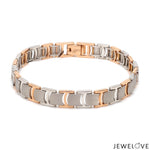 Load image into Gallery viewer, Men of Platinum | Platinum &amp; Rose Gold Bracelet with Matte Finish for Men JL PTB 1249
