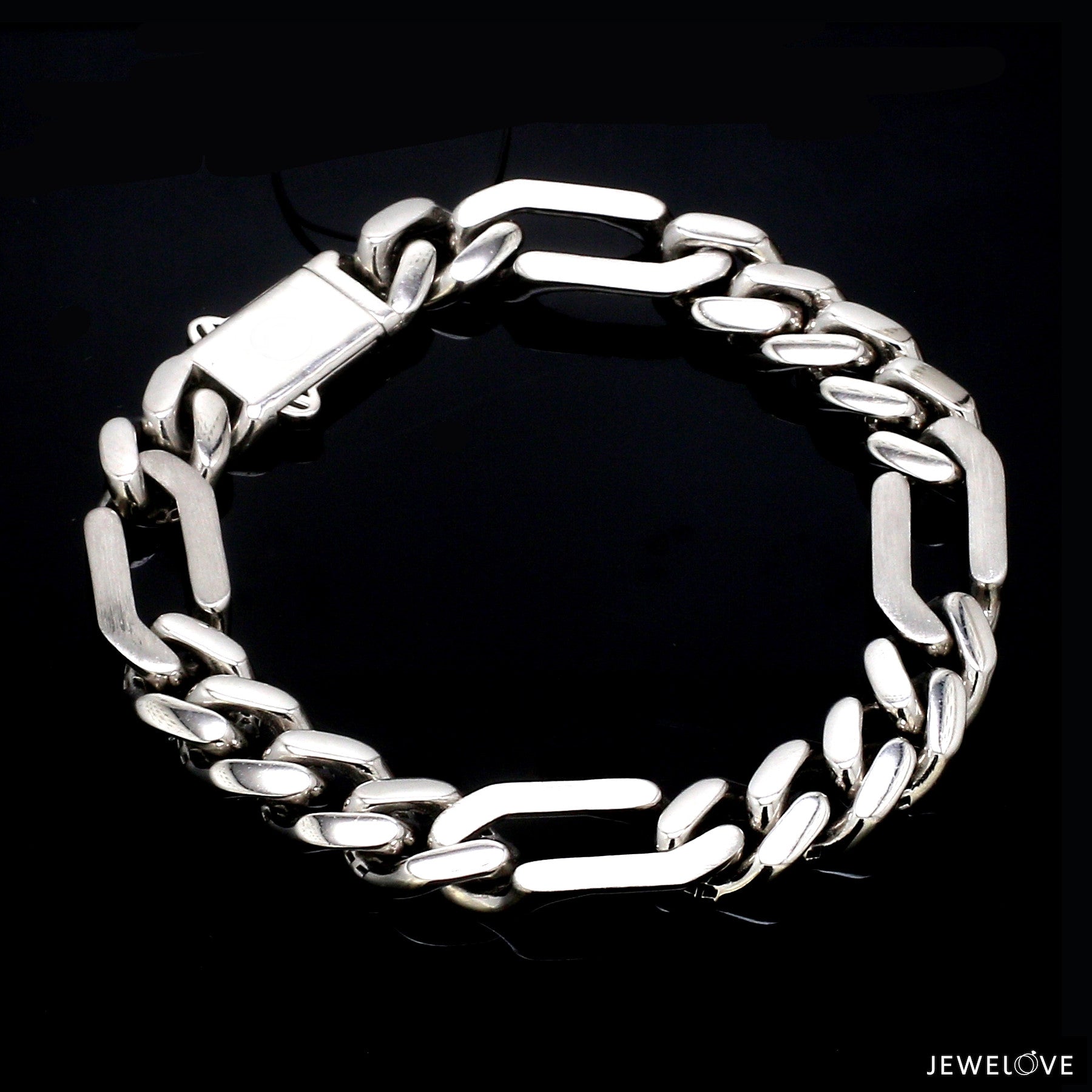 Men of Platinum | Platinum Bracelet with Brush Finish & Hi-Polish for Men JL PTB 1253