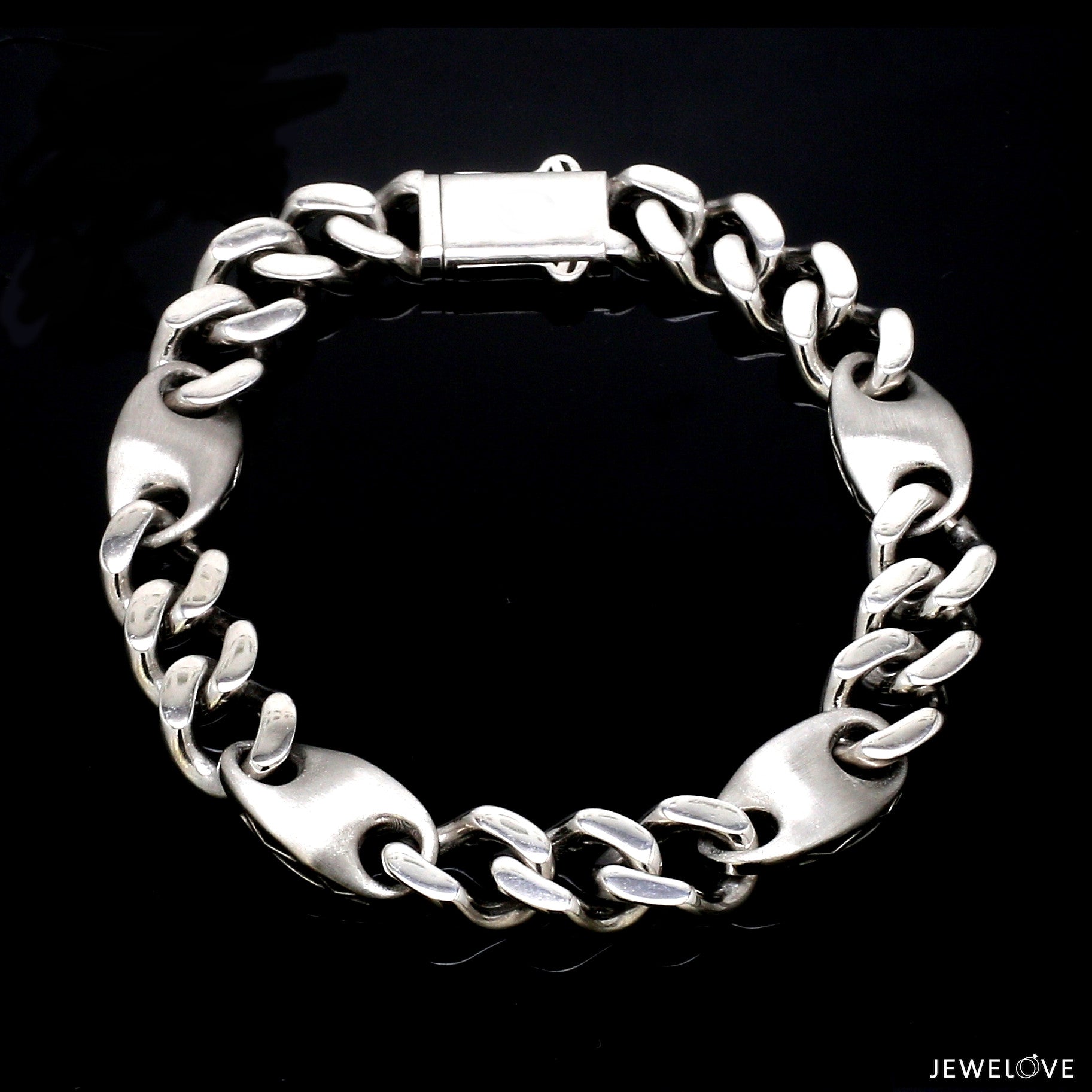 Men of Platinum | Platinum Bracelet with Brush Finish & Hi-Polish for Men JL PTB 1254