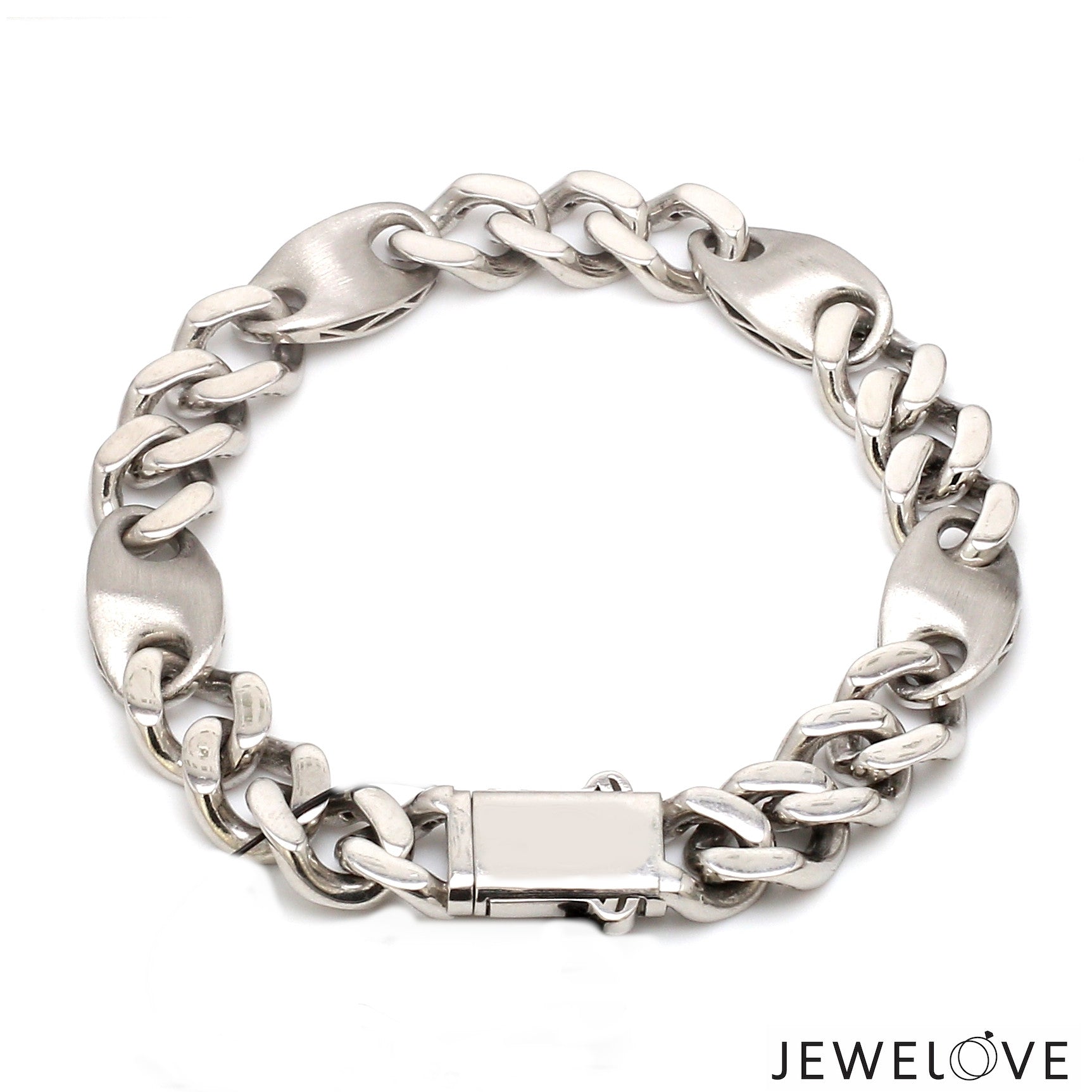 Men of Platinum | Platinum Bracelet with Brush Finish & Hi-Polish for Men JL PTB 1254