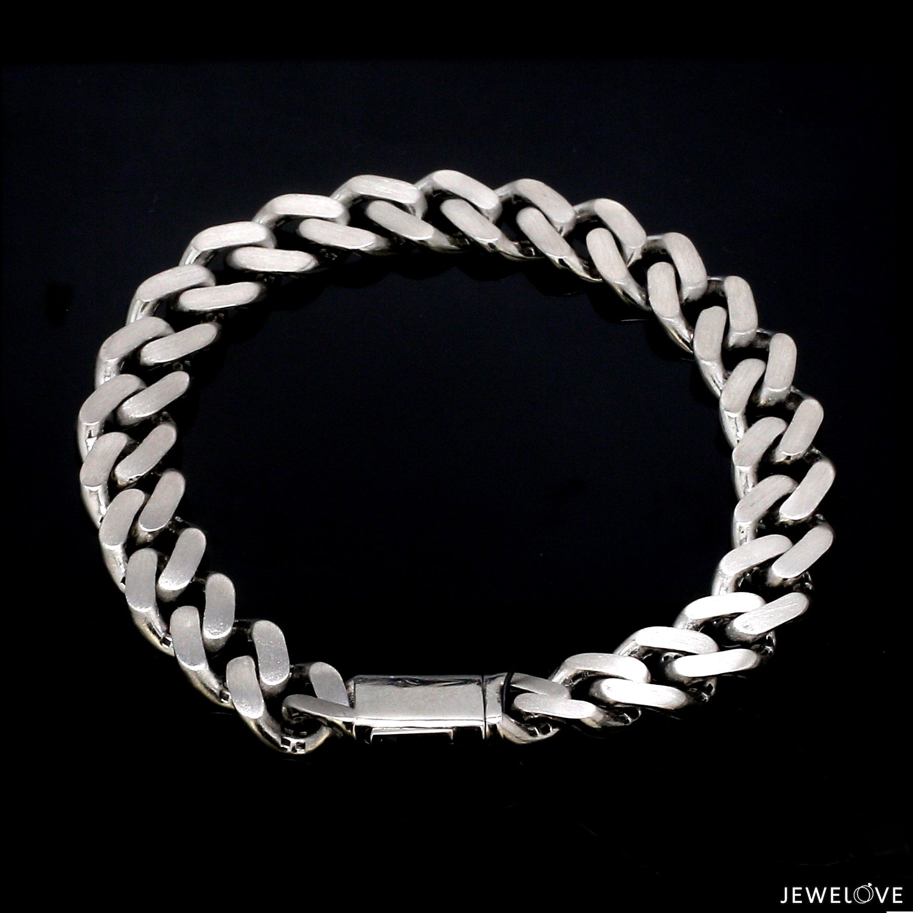 Men of Platinum | 9.5mm Platinum Bracelet with Brush Finish for Men JL PTB 1255