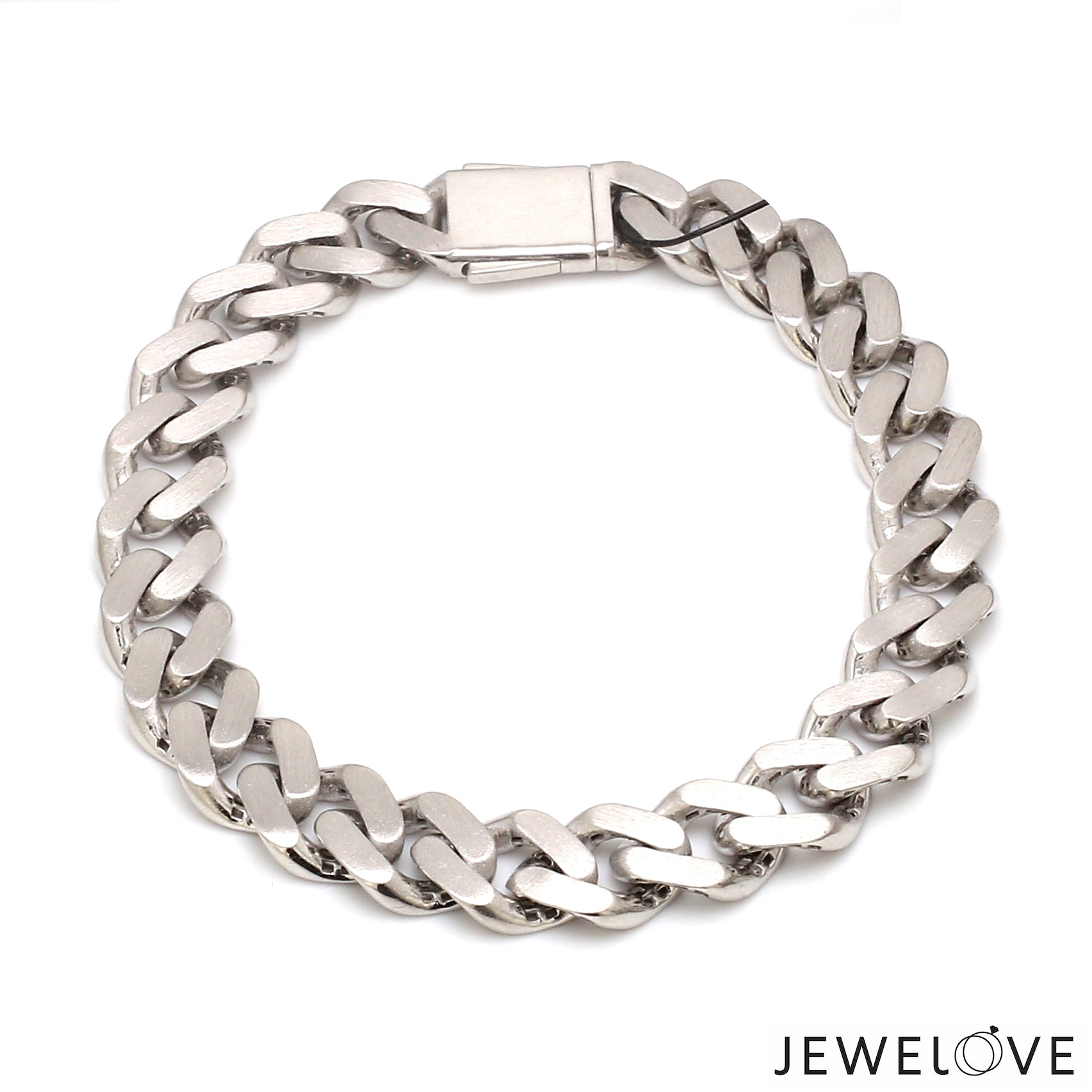 Men of Platinum | 9.5mm Platinum Bracelet with Brush Finish for Men JL PTB 1255