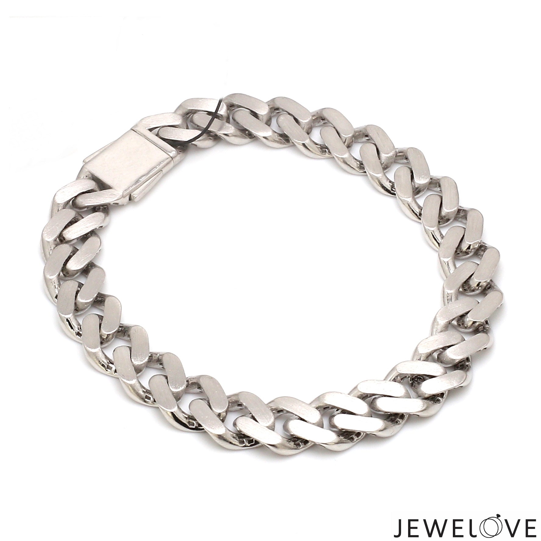 Men of Platinum | 9.5mm Platinum Bracelet with Brush Finish for Men JL PTB 1255