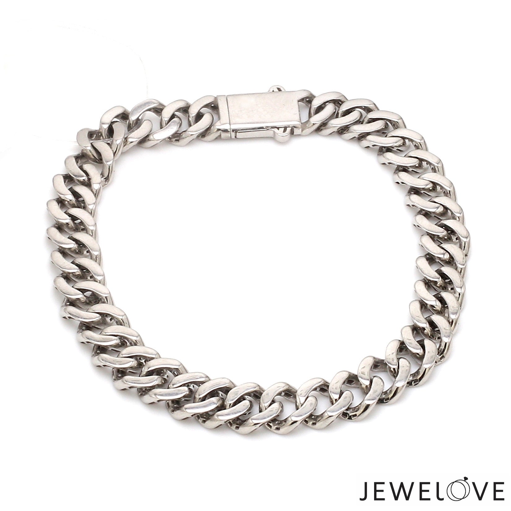 Men of Platinum | 7.75mm Platinum Bracelet with Hi-Polish Finish for Men JL PTB 1256