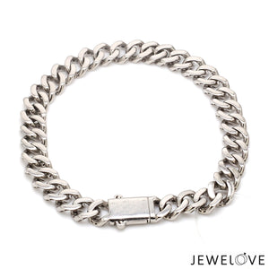 Men of Platinum | 7.75mm Platinum Bracelet with Hi-Polish Finish for Men JL PTB 1256