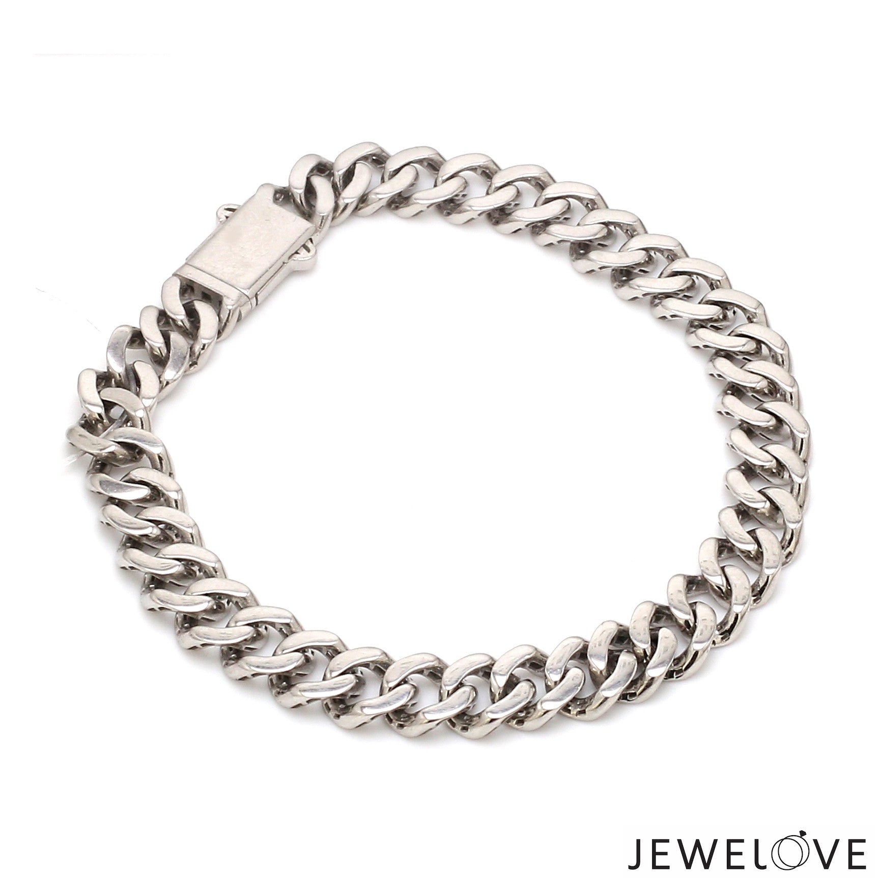 Men of Platinum | 7.75mm Platinum Bracelet with Hi-Polish Finish for Men JL PTB 1256