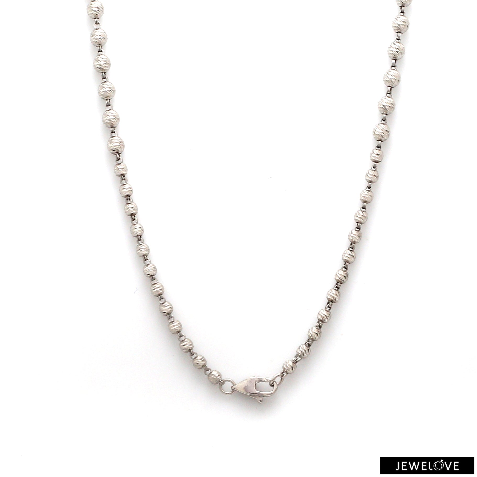 Graduation Shiny Platinum Diamond Cut Balls Chain for Women JL PT CH 1253   Jewelove.US