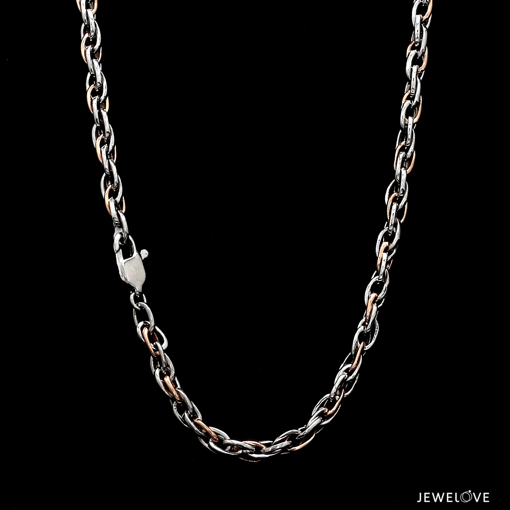 4.25mm Platinum Rose Gold Link Chain for Men JL PT CH 1350