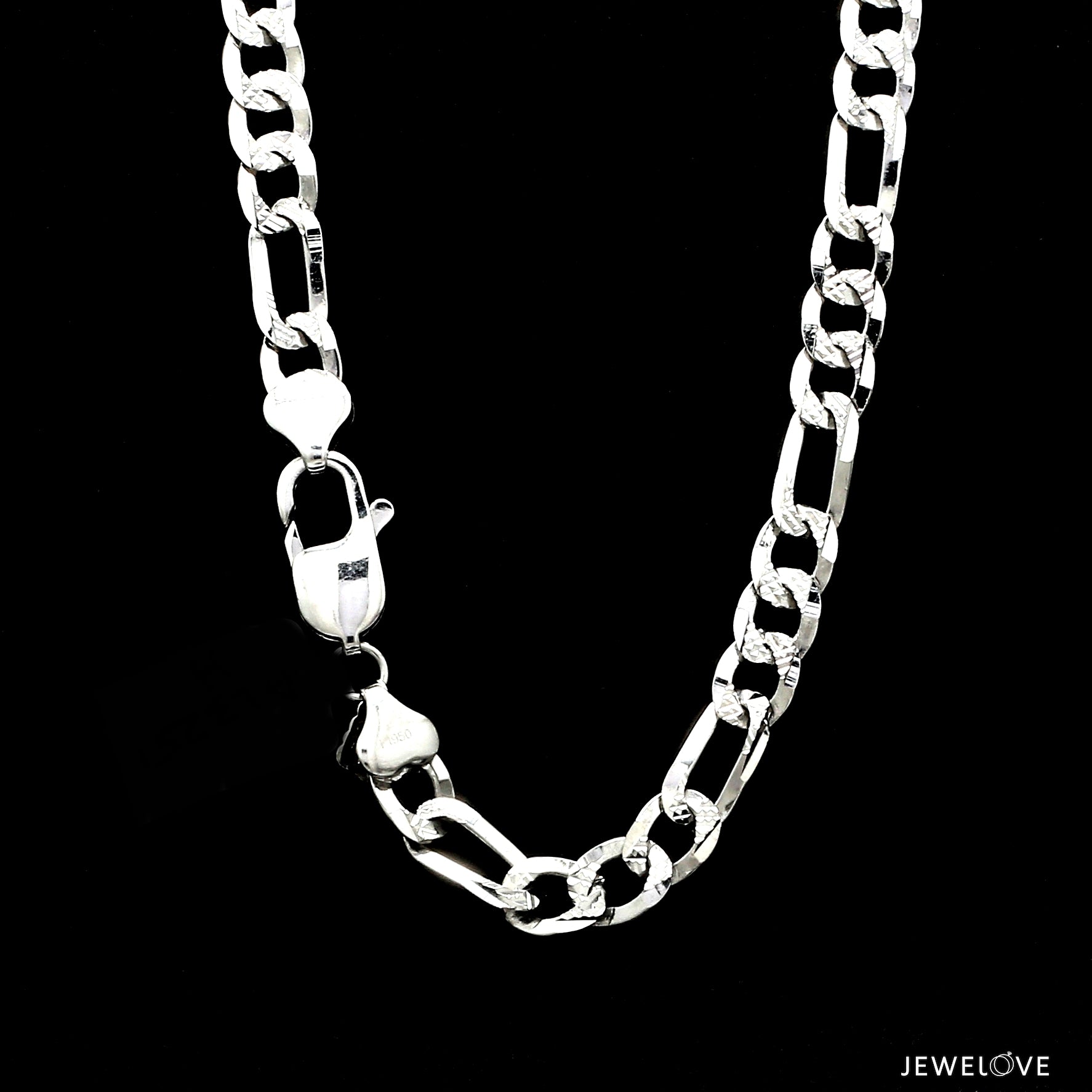 7.75mm Japanese Figaro Platinum Sachin Chain with Diamond Cutting for Men JL PT CH 979-A