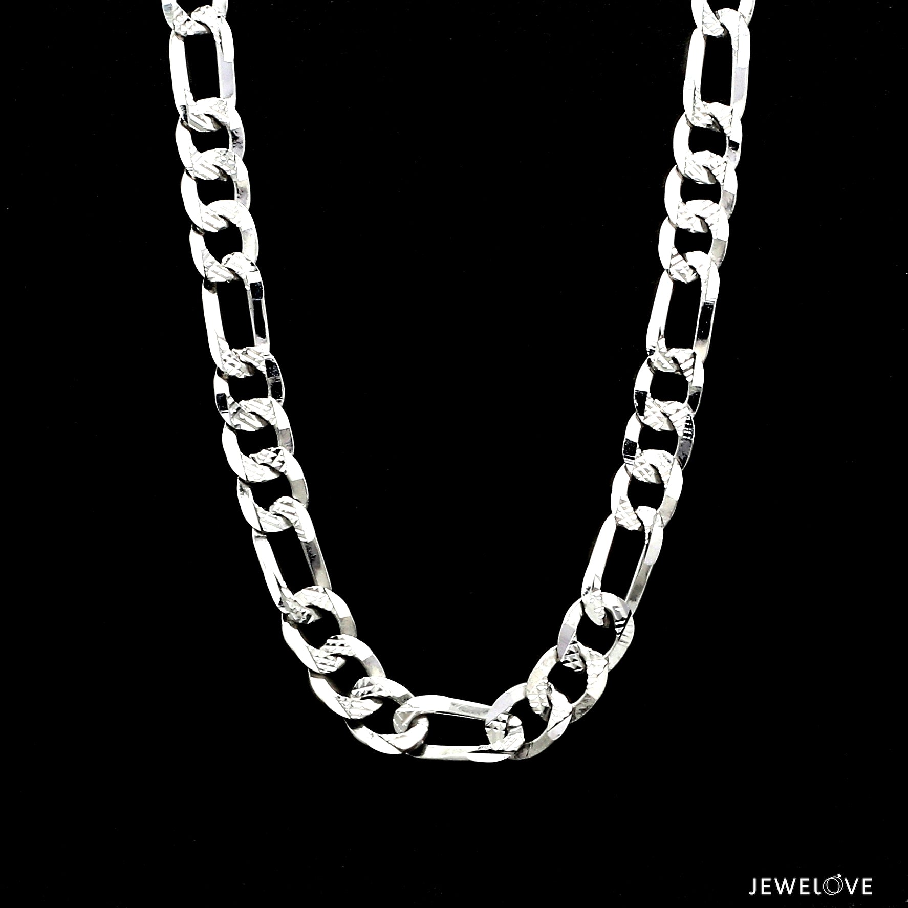 7.75mm Japanese Figaro Platinum Sachin Chain with Diamond Cutting for Men JL PT CH 979-A