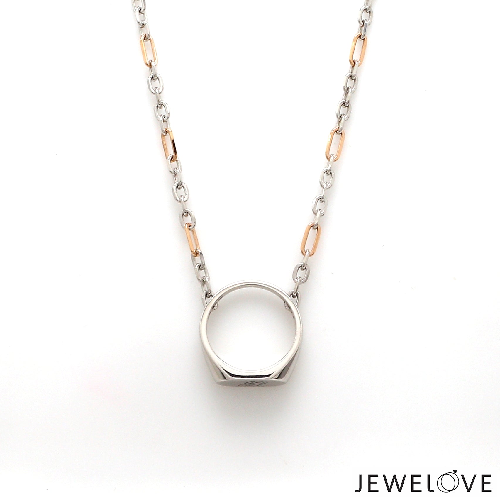 Men of Platinum | 18K Rose Gold with Black Enamel Chain with Ring Pendant for Men JL PT CH MSD 101