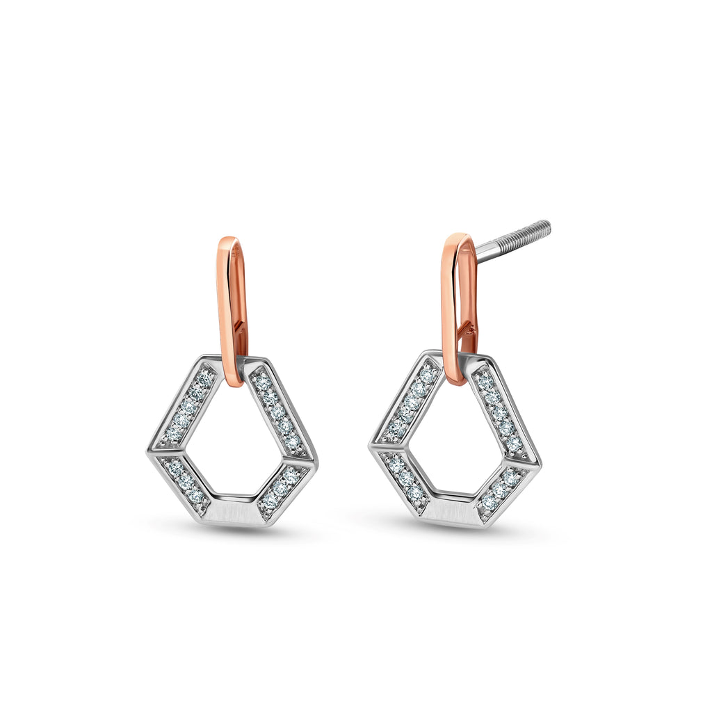 Evara Platinum Rose Gold Diamonds Earrings for Women JL PT E 309   Jewelove.US