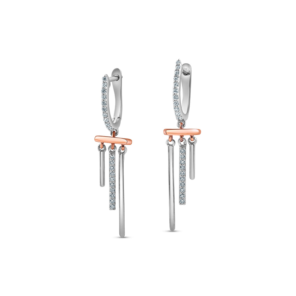 Designer Evara Platinum Rose Gold Diamonds Earrings for Women JL PT E 310   Jewelove.US