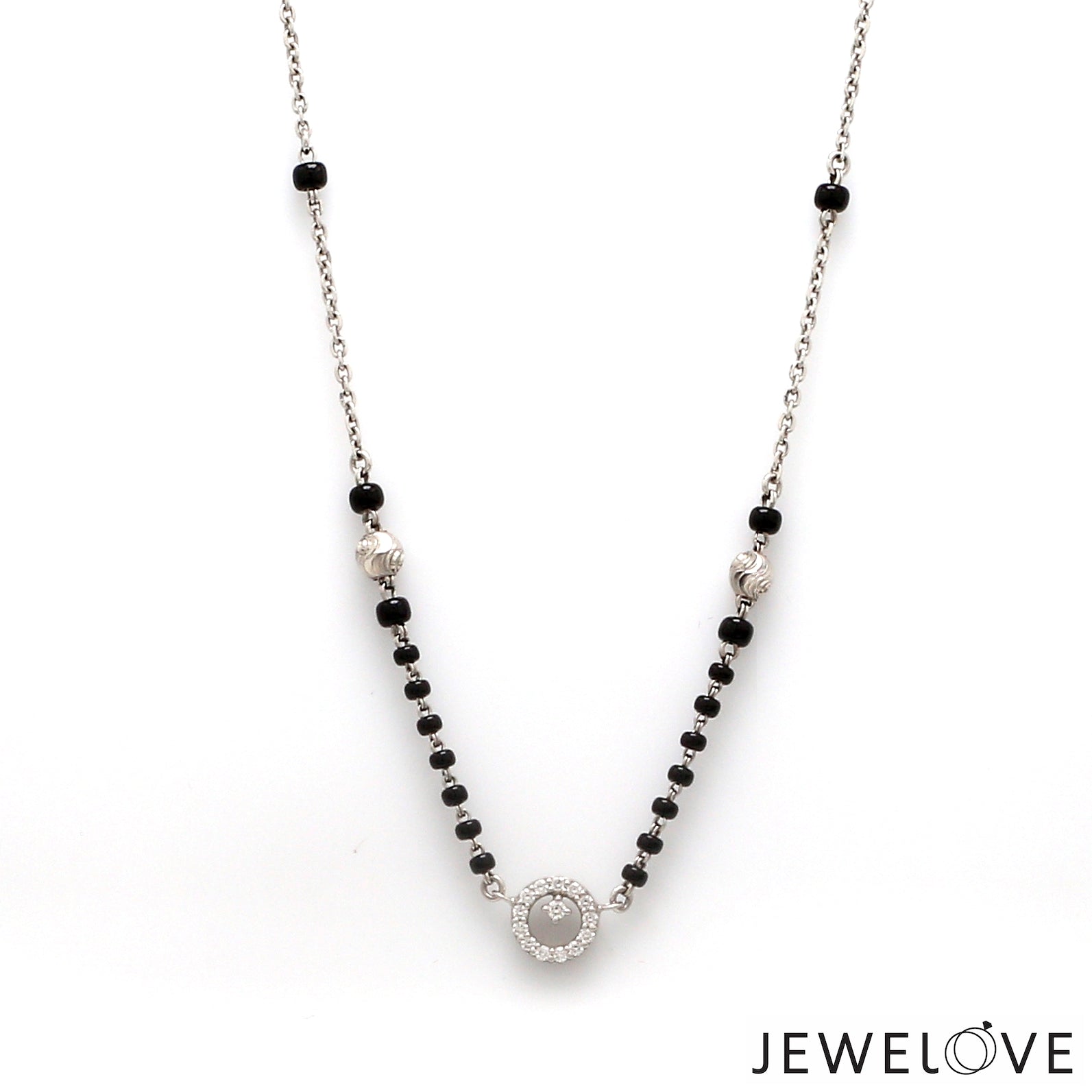 Platinum Diamond Mangalsutra Pendant & Diamond cut Balls with Cable Chain JL PT MS 106   Jewelove.US