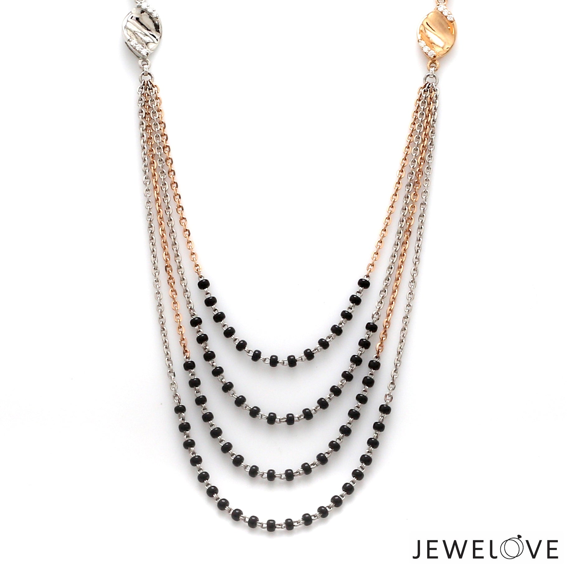 Four Layer Platinum Rose Gold Diamond Mangalsutra Pendant Cable Chain JL PT MS 108   Jewelove.US