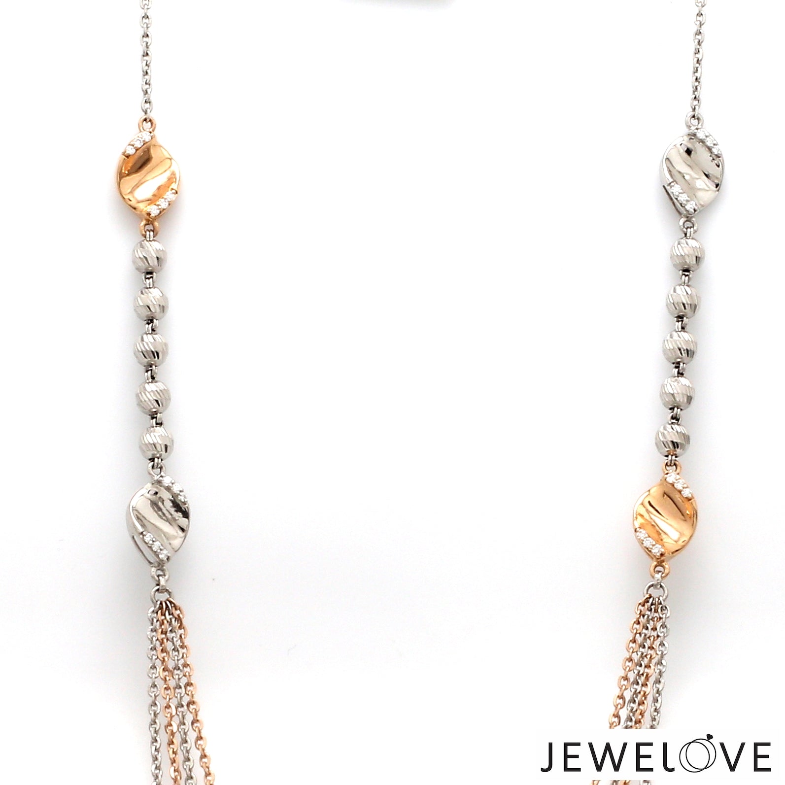 Four Layer Platinum Rose Gold Diamond Mangalsutra Pendant Cable Chain JL PT MS 108   Jewelove.US