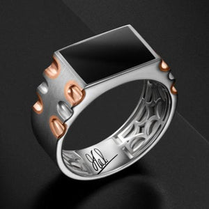 Men of Platinum | Rose Gold Heavy Black Enamel Ring for Men JL PT MSD 1371-R