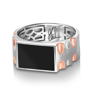 Men of Platinum | Rose Gold Heavy Black Enamel Ring for Men JL PT MSD 1371-R