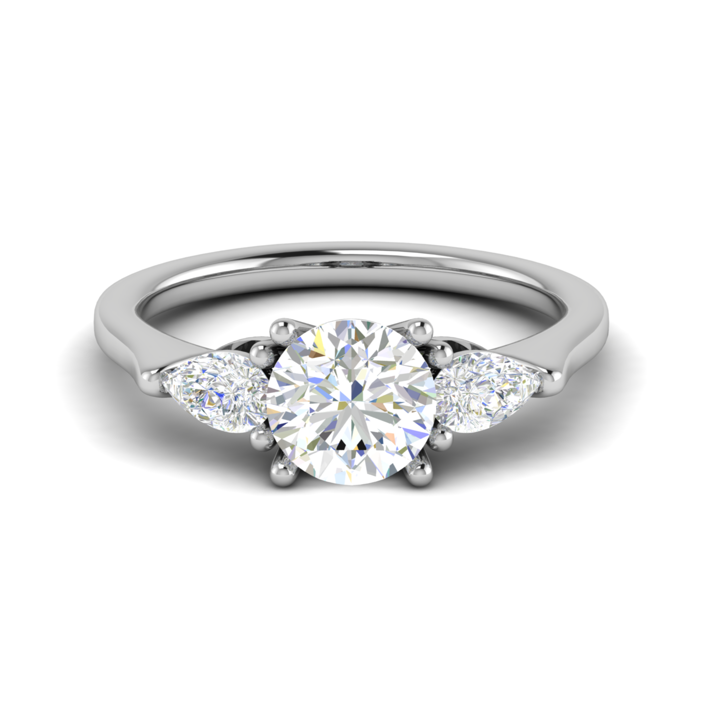 70-Pointer Solitaire Pear Diamonds Accents Platinum Ring JL PT R3 RD 124-A   Jewelove.US