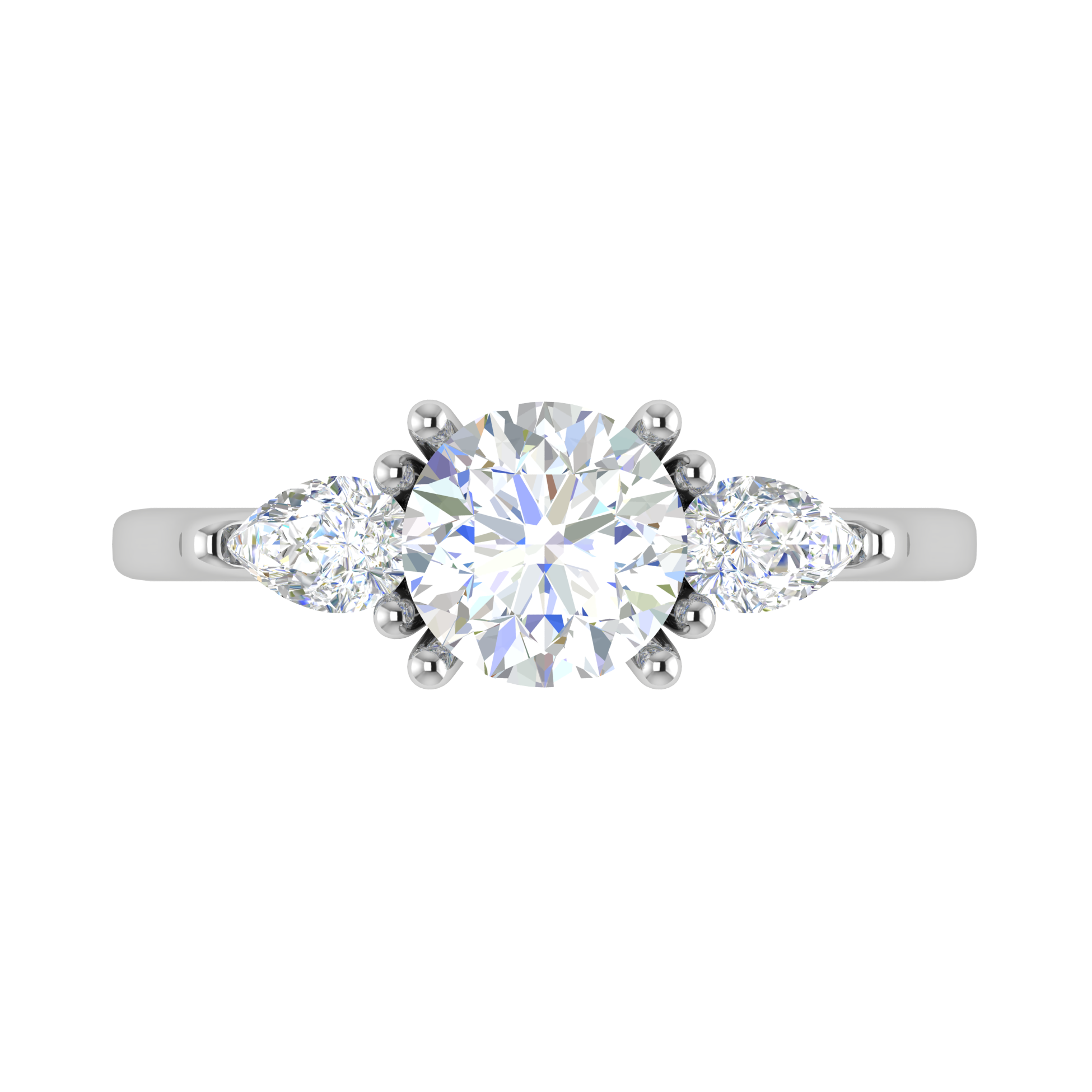 50-Pointer Solitaire Pear Diamonds Accents Platinum Ring JL PT R3 RD 124-B   Jewelove.US