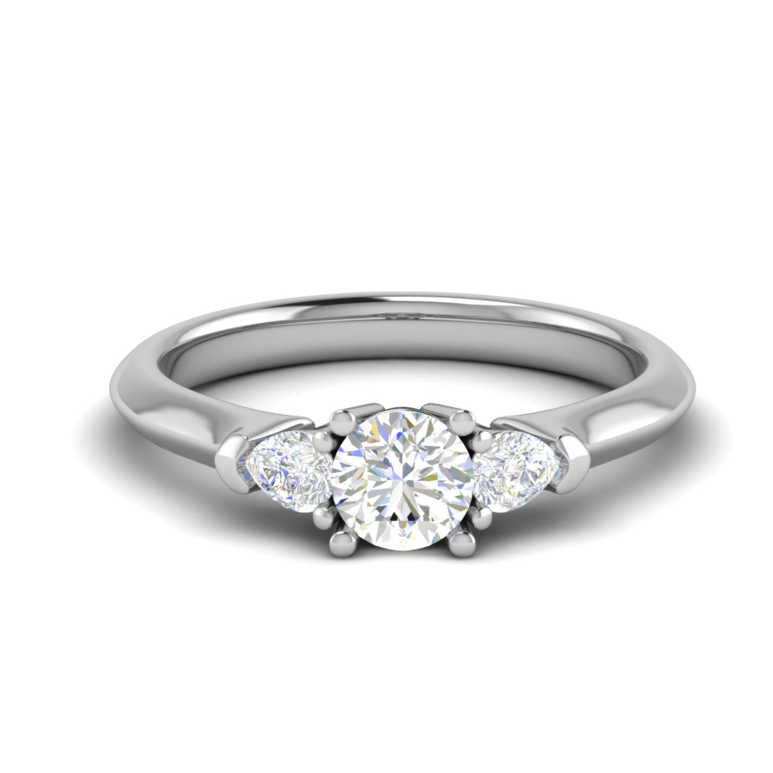 50-Pointer Solitaire Pear Cut Diamonds Accents Platinum Ring JL PT R3 RD 157-A   Jewelove.US