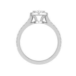 30-Pointer Marquise Cut Solitaire Halo Diamond Shank Platinum Ring JL PT RH MQ 140   Jewelove.US