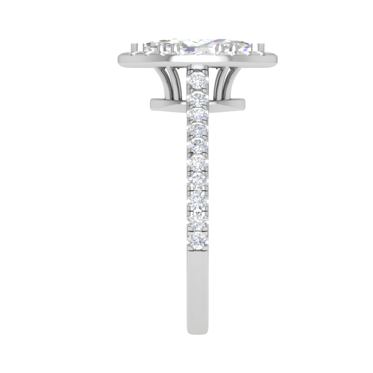 30-Pointer Marquise Cut Solitaire Halo Diamond Shank Platinum Ring JL PT RH MQ 140   Jewelove.US