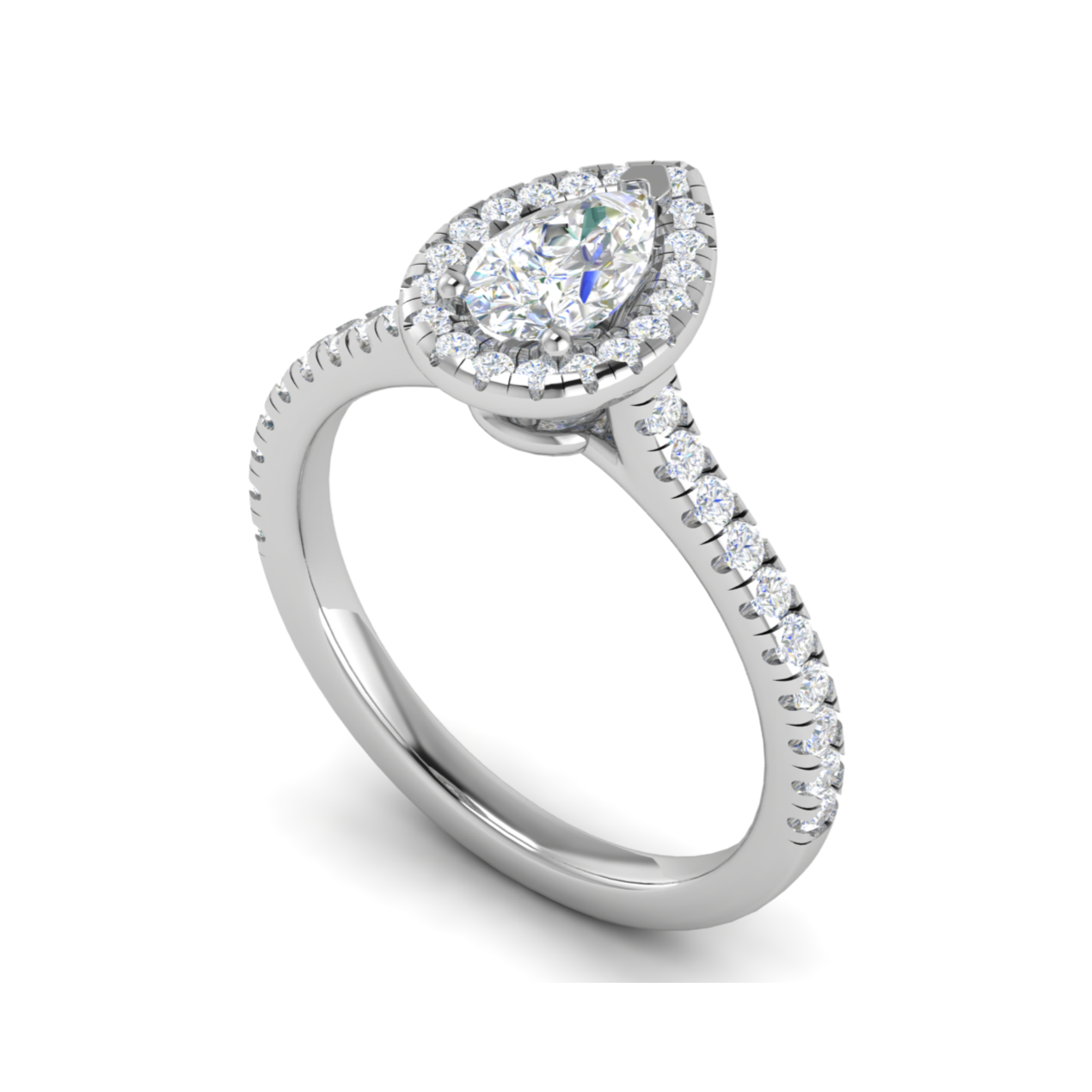 70-Pointer Solitaire Pear Diamond Accents Platinum Ring JL PT RH PS 137-B   Jewelove.US