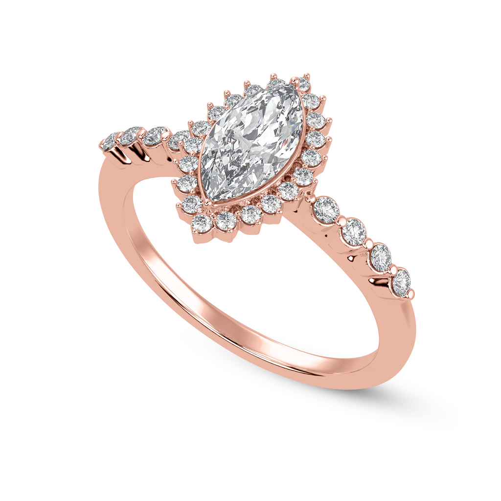 30-Pointer Marquise Cut Solitaire Halo Diamond Shank 18K Rose Gold Ring JL AU 1254R   Jewelove.US