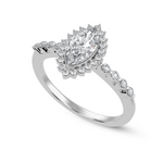 Load image into Gallery viewer, 30-Pointer Marquise Cut Solitaire Halo Diamond Shank Platinum Ring JL PT 1254   Jewelove.US
