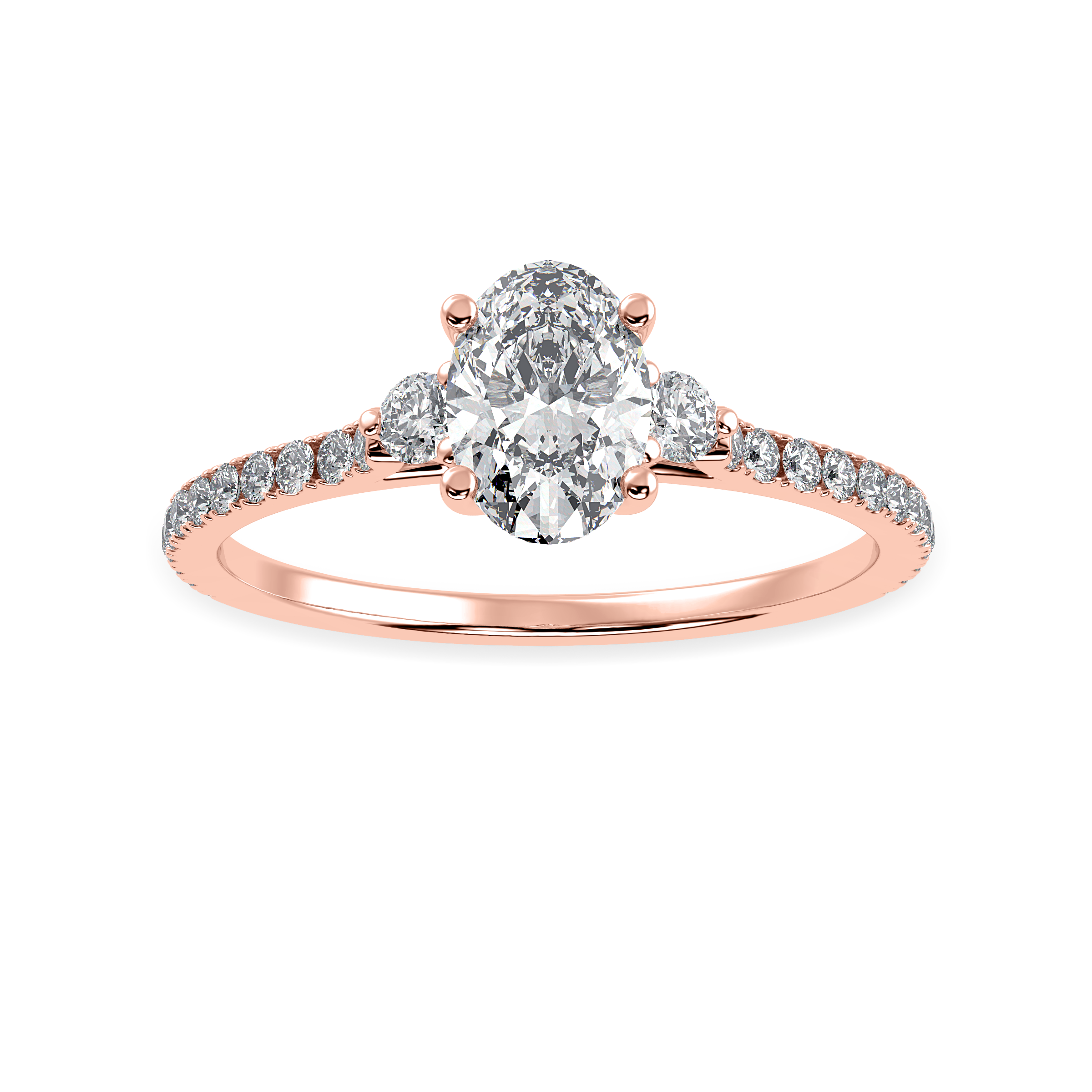 30-Pointer Oval Cut Solitaire Diamond Accents Shank 18K Rose Gold Ring JL AU 1244R   Jewelove.US