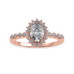 Load image into Gallery viewer, 30-Pointer Oval Cut Solitaire Halo Diamond Shank 18K Rose Gold Ring JL AU 1252R   Jewelove.US
