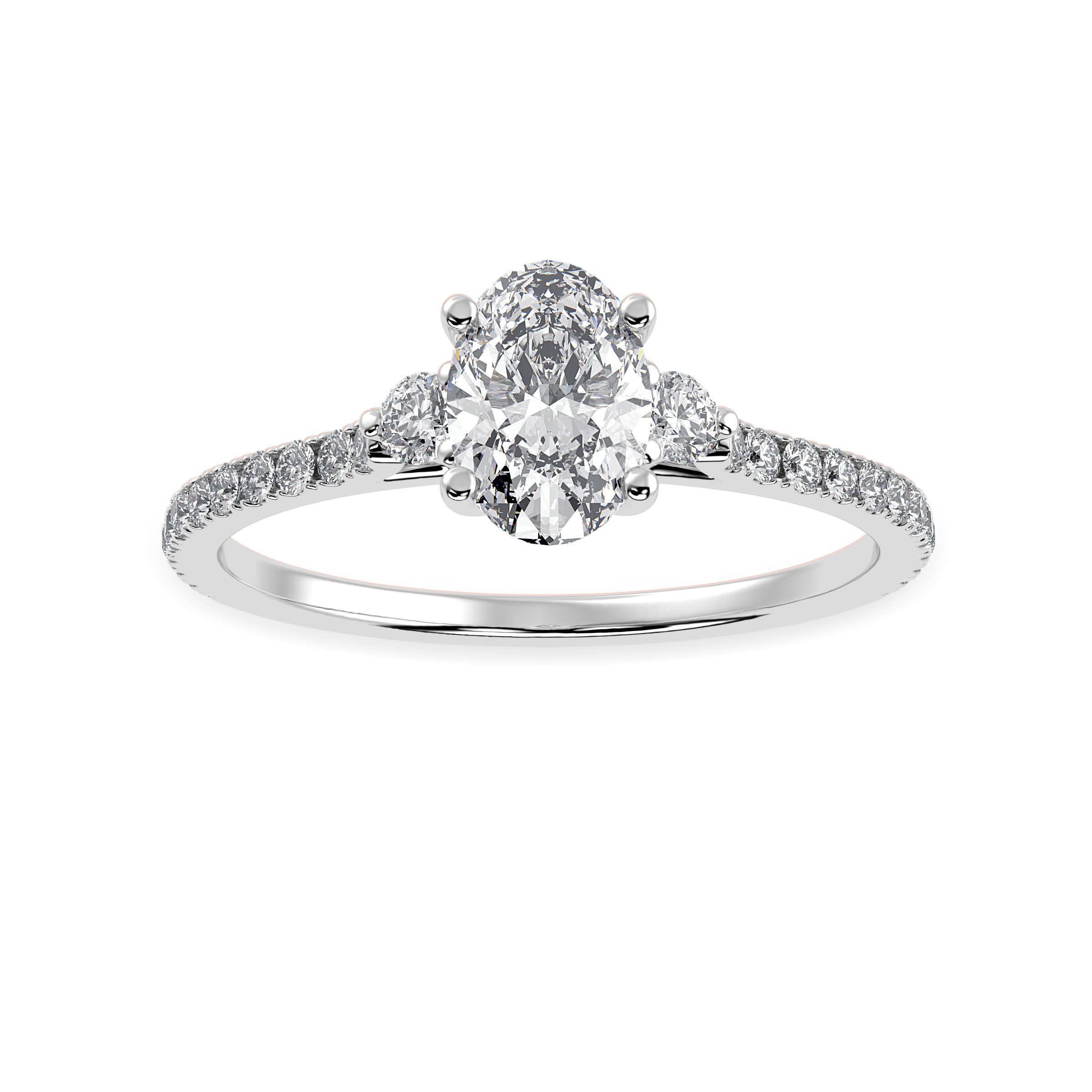 70-Pointer Oval Cut Solitaire Diamond Accents Shank Platinum Ring JL PT 1244-B   Jewelove.US