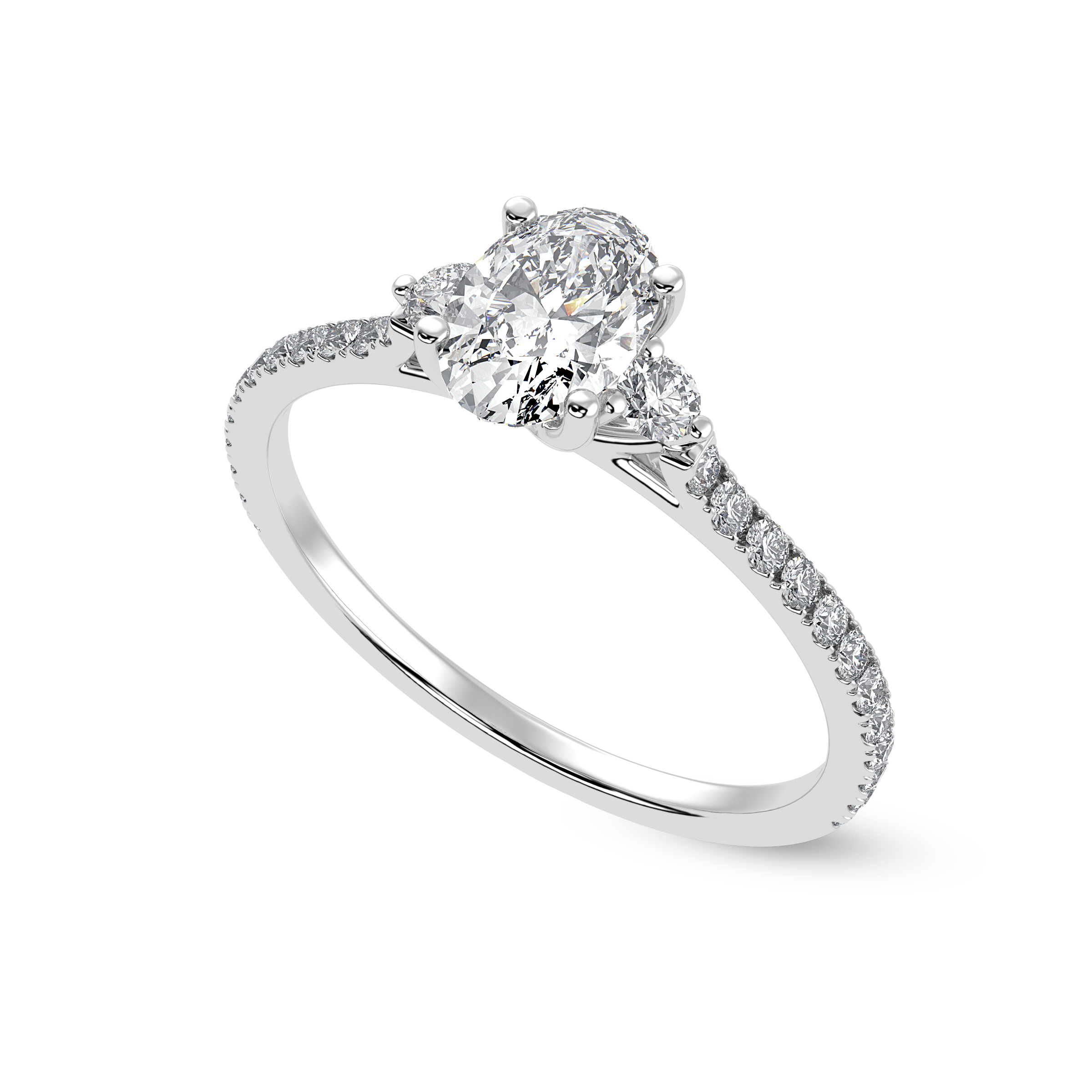 70-Pointer Oval Cut Solitaire Diamond Accents Shank Platinum Ring JL PT 1244-B   Jewelove.US